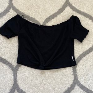 Black off the shoulder crop top